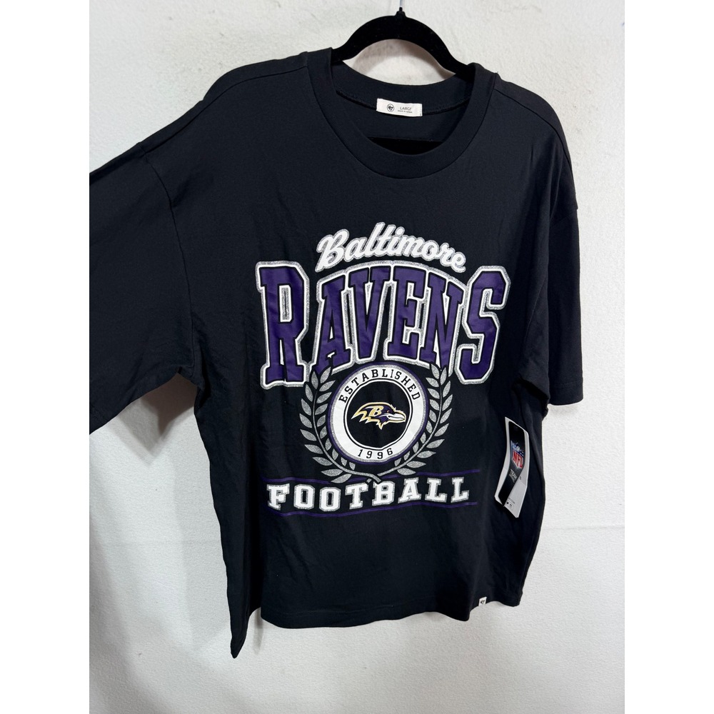 '47 Men's Large Black T-Shirt Baltimore Ravens NFL Football Graphic Gameday New